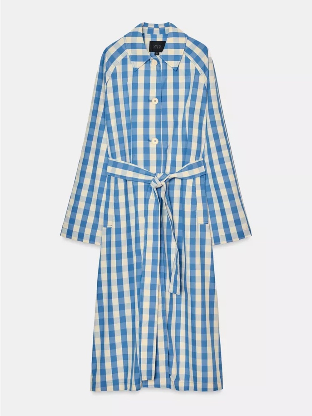 Zara Gingham Trench Coat - Picture 2 of 6
